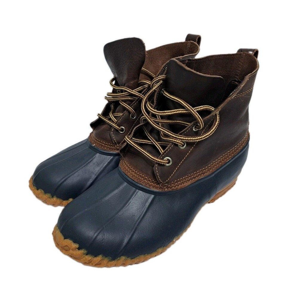 Eddie Bauer Men's Size 9 Rubber BOOTS Leather Duck Hunting Rain Shoes Waterproof